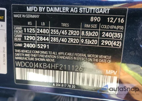 2017 Mercedes-Benz Glc Coupe 300 4Matic from USA, damaged, VIN WDC0J4KB4HF211126